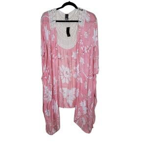 Mixit NEW Jacobe Floral Open Front Handkerchief Hem Cardigan Kimono One Size